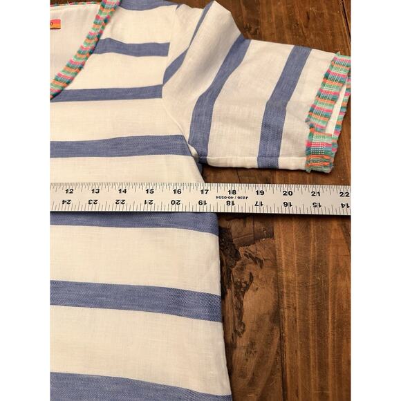 Vilagallo Linen Madison Maxi Dress Size 38 Striped Resort Coastal Vacation - Picture 7 of 16